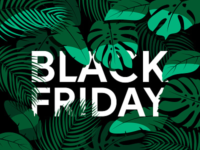 Black friday in tropical leaves blackfriday illustration tropical leaves