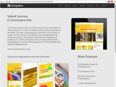 DesignBox Project Portfolio Page box designbox portfolio project velvet sunrise website