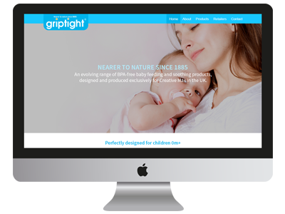 Griptight Homepage Design baby blue product website