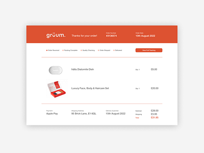 Daily UI 017 / Email Receipt daily ui dailyui 017 email product receipt shop tracking