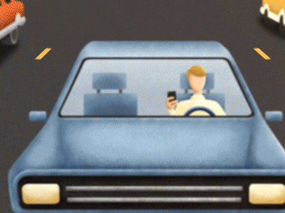 Driving While Distracted animation distracted driving illustration texting