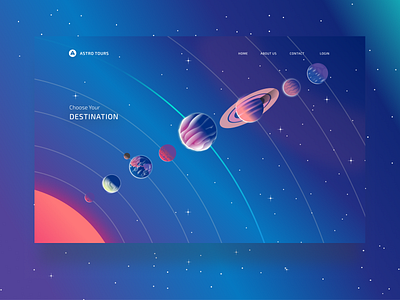 Astro Tours - Destination Selector branding design illustration space space travel stars typography ui ui ux ux vector