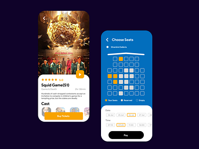 Danpick Tickets - Cinema Seat Booking App User Interface app booking cinema design movie ticket ui ux