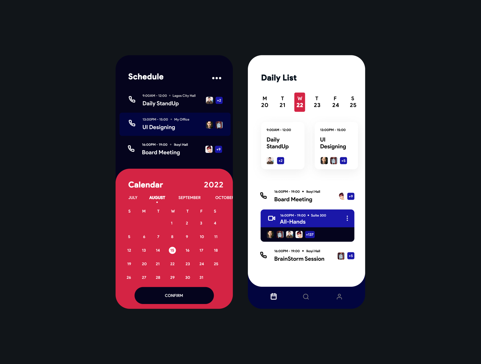 Calender App UI by Uwak Daniel on Dribbble