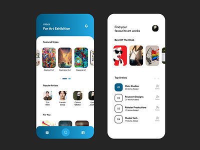 Vrinix Art Exhibition App UI