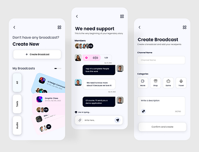 Broadcast Chat Application UI app broadcast chat design interface ui ux