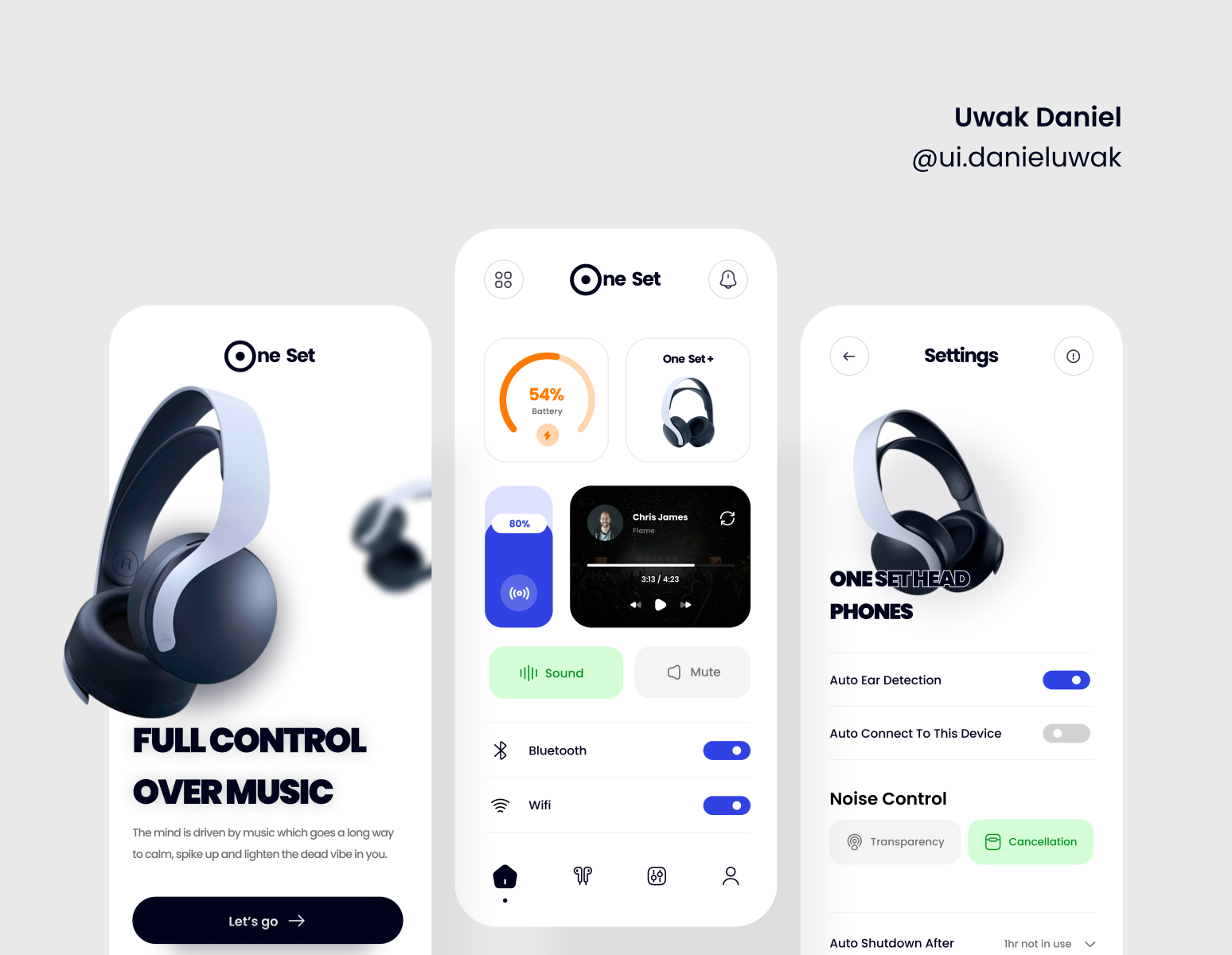 One Set Headphone App UI by Uwak Daniel on Dribbble