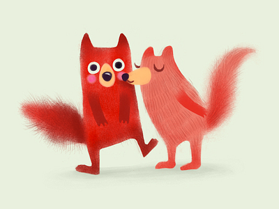 Giggles fox giggles illustration kisses
