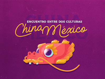Encuentro Entre Dos Culturas / 02 china design dragon drawing fun illustration mexico purple shinny