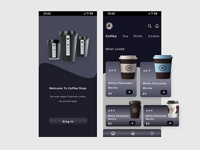 coffee 3d graphic design ui