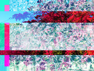 Summer //1 coral floral flowers glitch mint neon pixel pool reflection saturated turquoise water