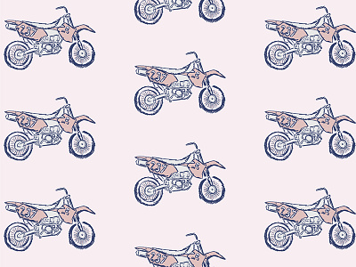 Subtle Motorcycles illustration motocross motorcycle pastel pattern supermoto surface design textile design