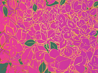 Bougainvillea Study floral flowers gold gradient pattern pattern design pink surface design