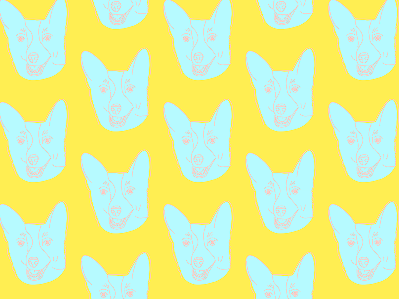 Ode to Sprinkles pastel blue yellow bright colors pattern design surface design pattern corgis corgi puppy pup
