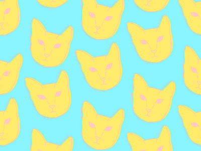 Cat Head Pattern blue cat color kitten meow pastel pattern pattern design pink yellow