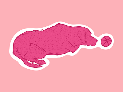 Don't Dribbble Alone ball dog dribbble pink play pup puppy terrier