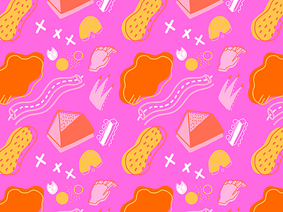 Fun Pattern Friday! abstract cats cross hands magenta orange pattern peanut pink yellow