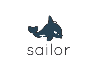 Sailor illustration logo orca sailor whale