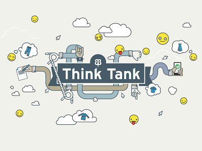 Think Tank clouds emojis hands illustration illustrator vector