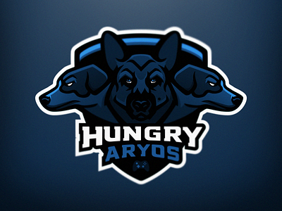 Hungry Aryos Mascot Logo branding dog gaming german shepherd illustration logo mascot