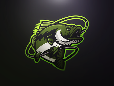Largemouth Lures Mascot Logo bass branding esports esports logo fish fishing gaming hook largemouth bass logo mascot sports