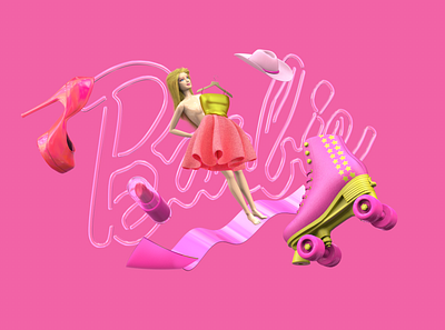 Barbie poster 3d barbie design illustration pink