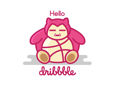 Hello Dribbble character debut first illustration pokemon shot snorlax thanks