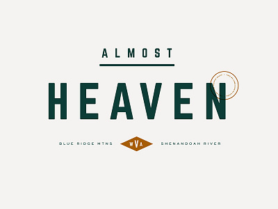 Almost Heaven branding identity letters logo stamp type typography