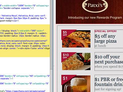 tables *sigh* 1998 email design html marketing patxis thanx