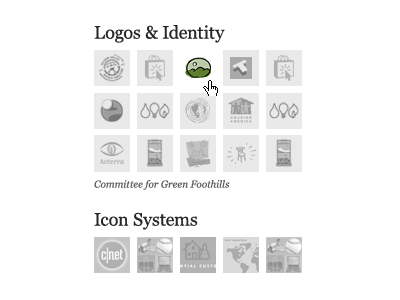 Portfolio Nav By Icon gray icons logos navigation thumbnails white