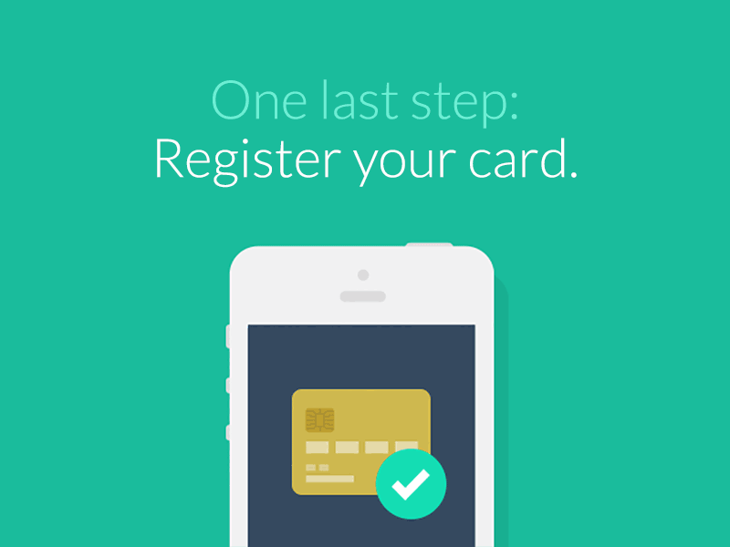 Link Your Card animation (for email) animated gif credit card email flat illustration mobile register thanx