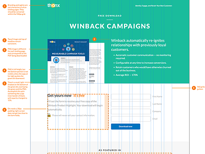 Winback landing spec landing page loyalty rewards specs thanx web design