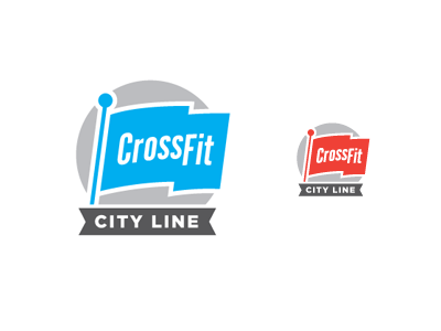 CrossFit City Line Logo 4 crossfit crossfit city line cyan flag gym logo red