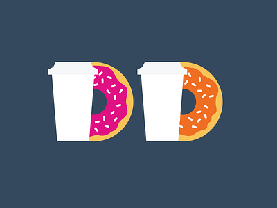 Dunkin coffee donuts flat illustration
