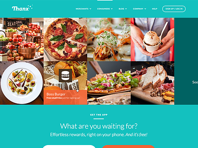 Thanx Home Merchants food landing page merchants thanx web design