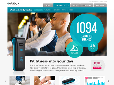 Product Page 1 – Overview cricles fitbit landing page product page stats white