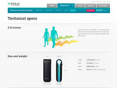 Product Page 5 Tech Specs fitbit landing page product page technical specs