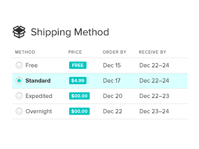 Holiday Shipping cart e commerce fitbit shipping ui