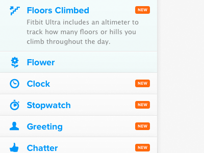 New Features fitbit icons product page ui