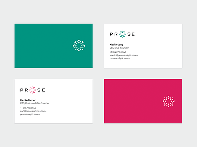 Prose business cards & colors branding business card design business cards logo print startup branding