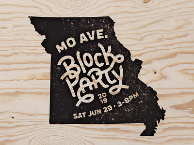 MO Ave. Block Party 2019 block printing event hand lettering logo handlettering logo st. louis typography