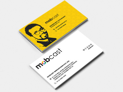 Mobcast bold bright business card carvingdezine flat graphic design mumbai print design vector visiting card