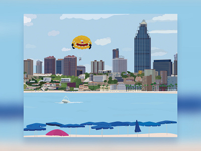 Benidorm Beach and Buildings Illustration