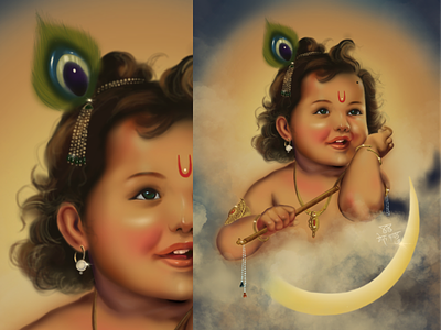 A Vintage Poster of Bal Krishna (Indian God)