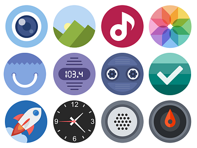 iWatch iOS8 Flat Circular Icons Concept circular icons flat ios8 iwatch
