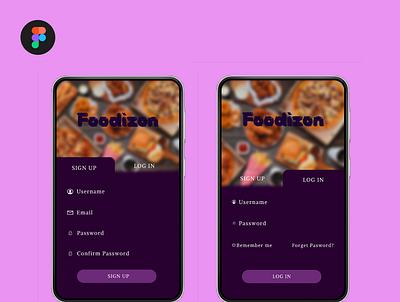 Foodizon app adobe xd app app design figma fiverr food food delivery login mobile app signup ui user interface