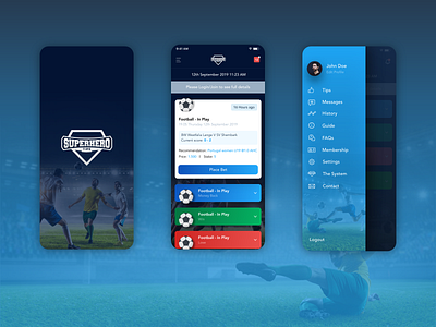 Superhero Tips - Sports Betting Tipster app design experince design ui user experience ux ux ui ux design vector