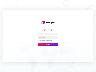 Login - Zendsignal (Design) app design experince design login form login page login screen minimalism minimalist trading ui ui design user experience ux ux ui ux design vector web webdesign website website design