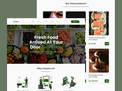 Foodbox Website 2d branding design food food website graphic design healthy illustration logo meat typography ui ux vector vegetables website