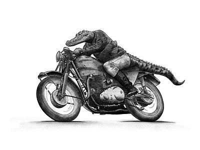 Croc Rocket WIP croc crocodile draw illustration motorcycle pencil procreate sketch